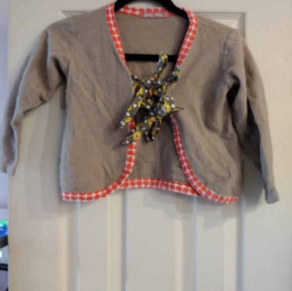 Jelly the Pug girls cardigan sweater w/ bows size 7 brown orange. - Picture 1 of 10